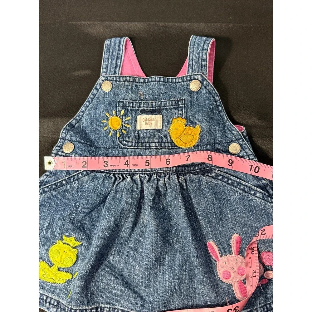 Baby Girl Vintage OSHKOSH Denim Overall Dress Size 3-6 months